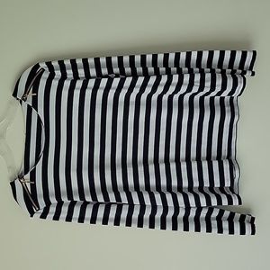 Anne Klein Women's Navy and White Striped Top- Size 16